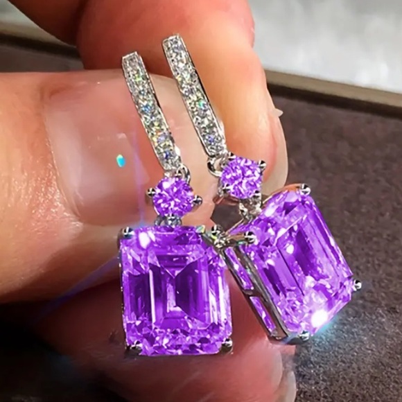 Neiman Marcus Radiant Purple Swarovski Crystal and Sterling Silver Earrings